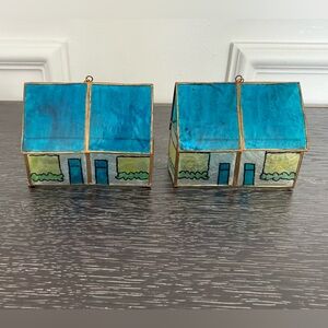 PICK (1) Vintage Capiz Shell Ornament Hand Painted